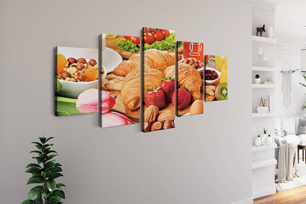 Malen nach Zahlen 5 teilig - Reich gedeckter Frühstückstisch - hochwertige Leinwand - multi5, neue_bilder