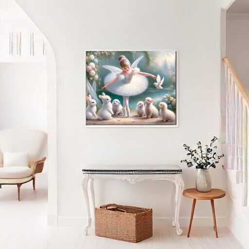 Girl, ballerina with animal babies - Paint by Numbers