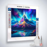 AB Diamond Painting - Nordlichter über Berg - gedruckt in Ultra-HD - AB Diamond, Aurora Borialis, Neu eingetroffen, Nordlichter, Quadratisch