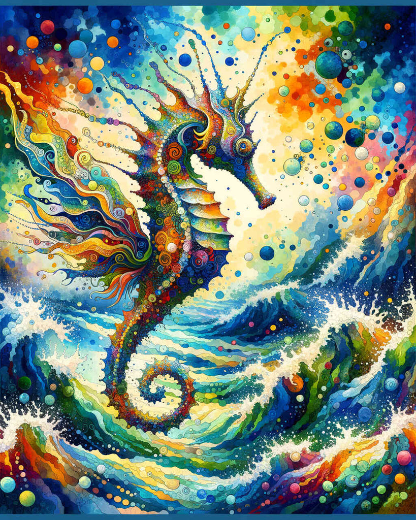 Seahorse, seabed colorful - Paint by Numbers