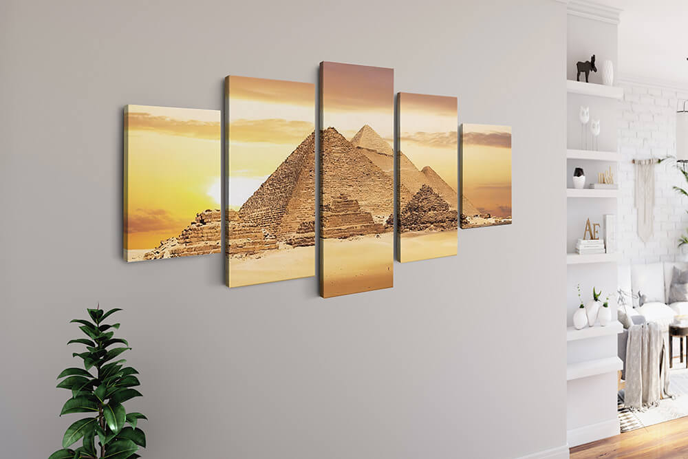Malen nach Zahlen 5 teilig - Pyramiden in der Sonne, in Gelb - hochwertige Leinwand - multi5, neue_bilder