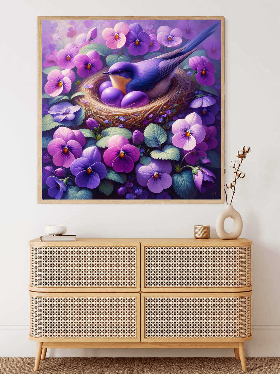 Paint by Numbers - Purple Bird with Flowers