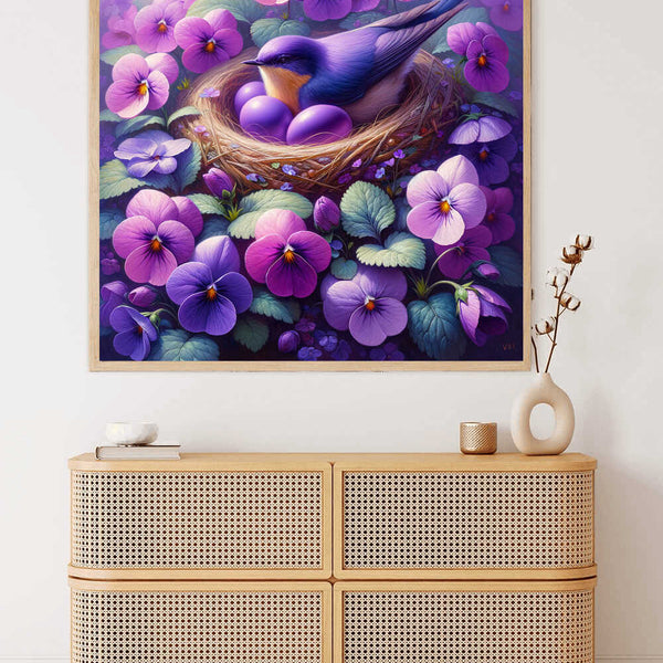 Paint by Numbers - Purple Bird with Flowers