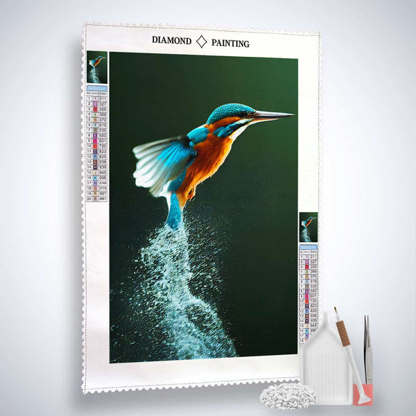 Diamond Painting Kit - Kingfisher from the Water - Paint by Numbers