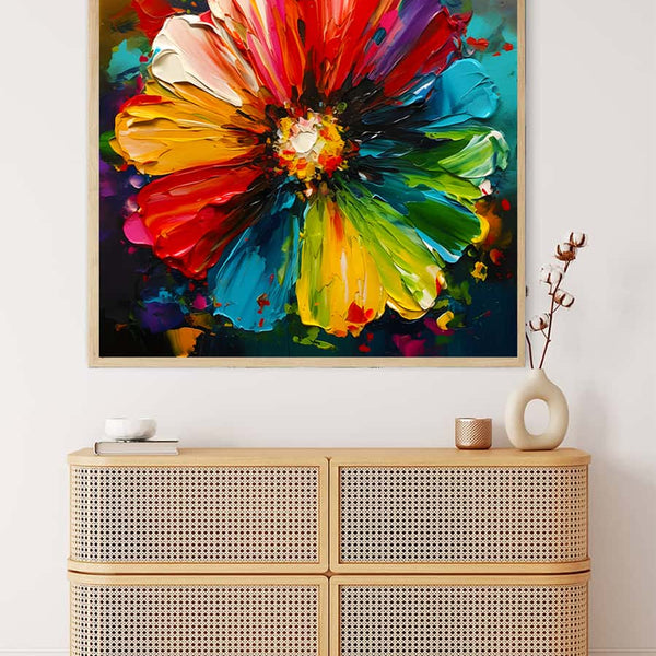 Malen nach Zahlen - Bunte Blüte - hochwertige Leinwand - 170523, Blumen Abstrakt, Neu eingetroffen, Quadratisch