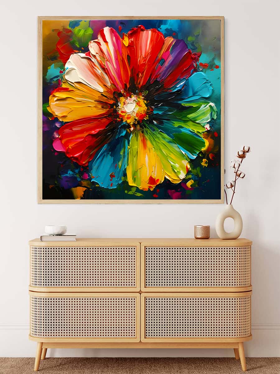AB Diamond Painting - Bunte Blüte - gedruckt in Ultra-HD - AB Diamond, Blumen Abstrakt, Neu eingetroffen, Quadratisch