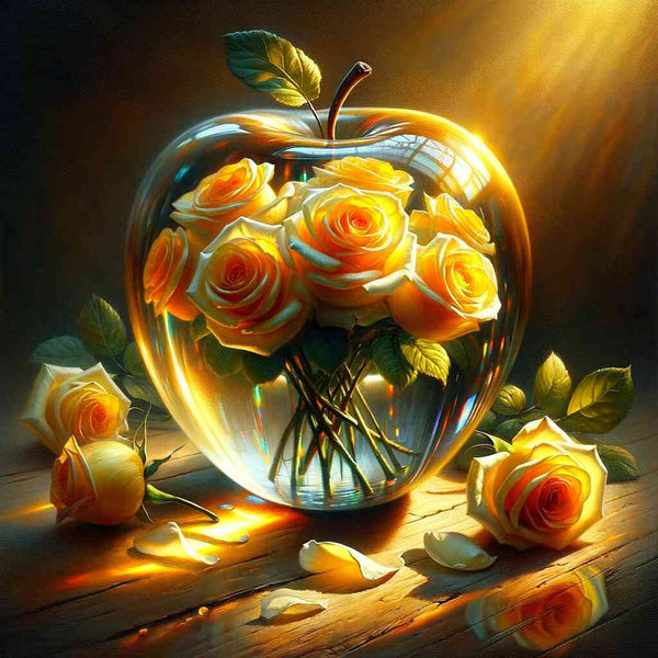 Paint by Numbers - Glass Apple Yellow Roses