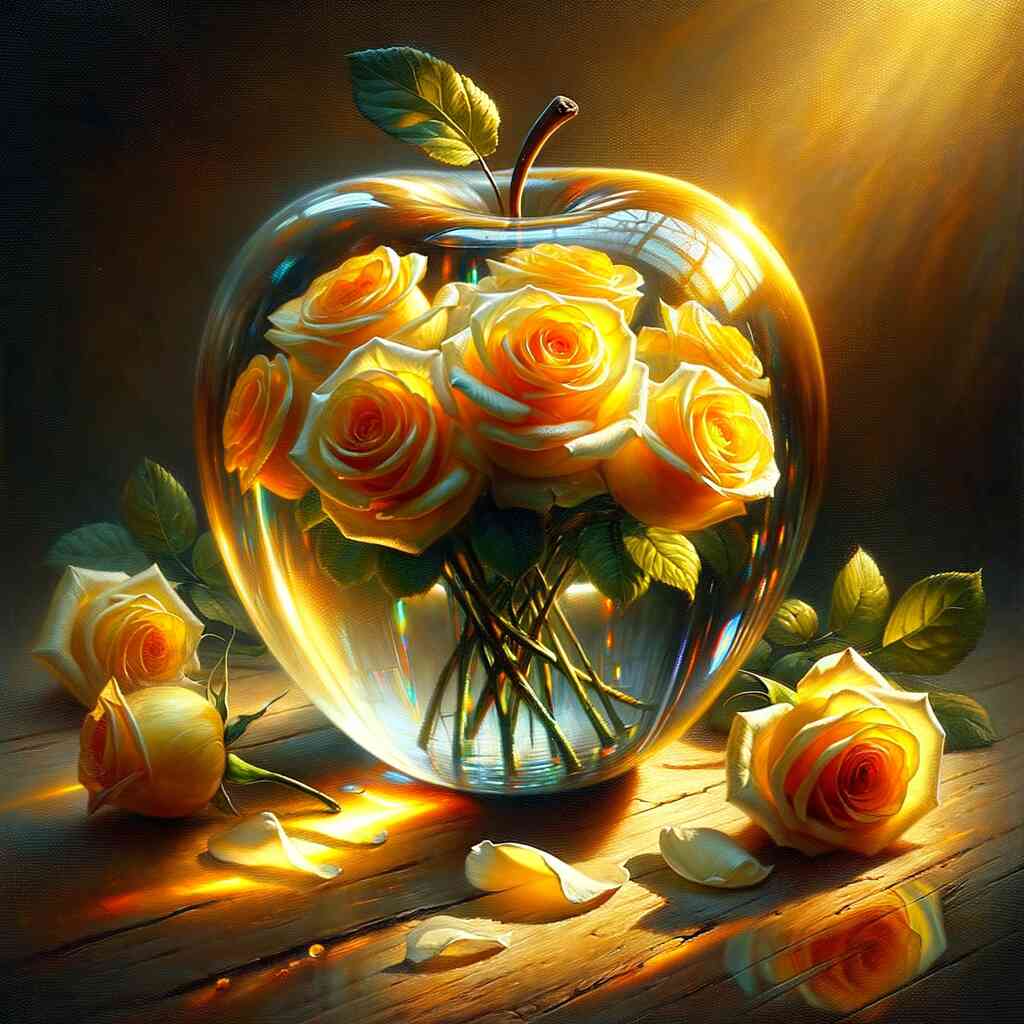 Paint by Numbers - Glass Apple Yellow Roses