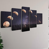 Malen nach Zahlen 5 teilig - Mondphasen im Sternenhimmel - hochwertige Leinwand - multi5, neue_bilder