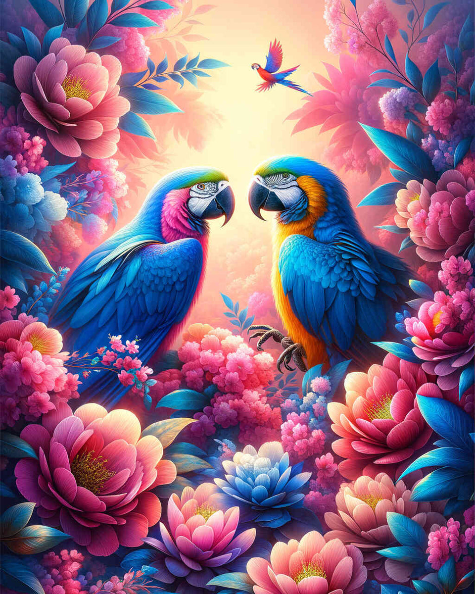 Paint by Numbers - Parrots in Rosa Tree