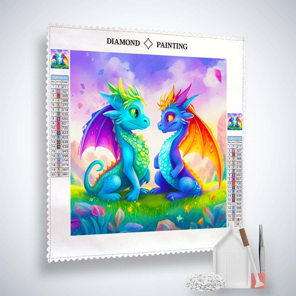 AB Diamond Painting - Drachenfreundschaft - gedruckt in Ultra-HD - AB Diamond, Drache, Fantasy, Neu eingetroffen, Quadratisch