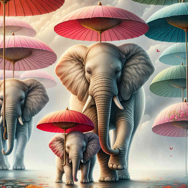 Paint by Numbers - Elephants and umbrellas