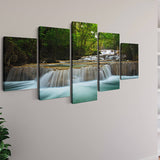 Malen nach Zahlen 5 teilig - Wasserfallstraße im Wald - hochwertige Leinwand - multi5, neue_bilder