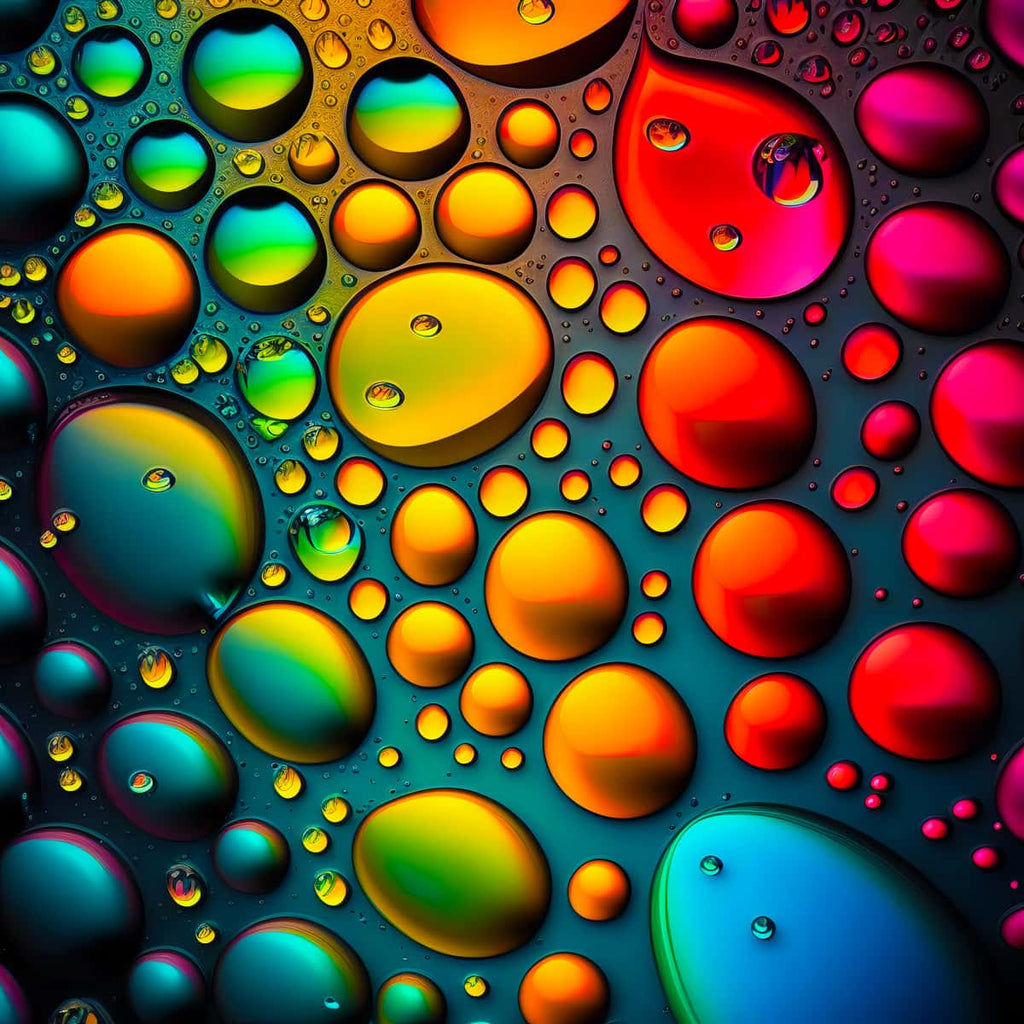 Colorful raindrops on glass creating a vibrant abstract pattern for AB Diamond Painting - Colorful Raindrops Part 2. Paint by Numbers art.