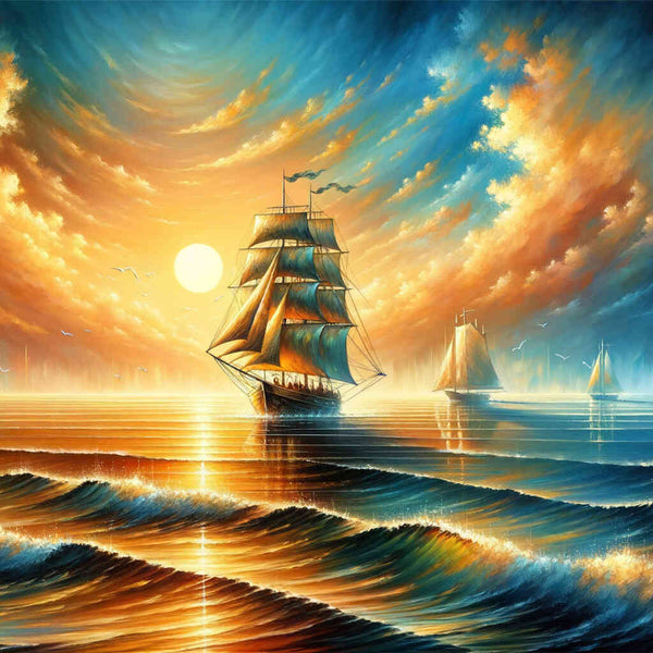 Sailing ship in the sunset - Paint by Numbers