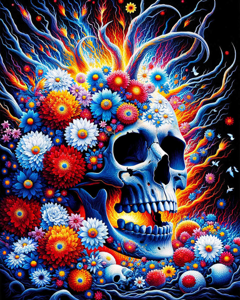 Paint by Numbers - Dead Head with Flowers