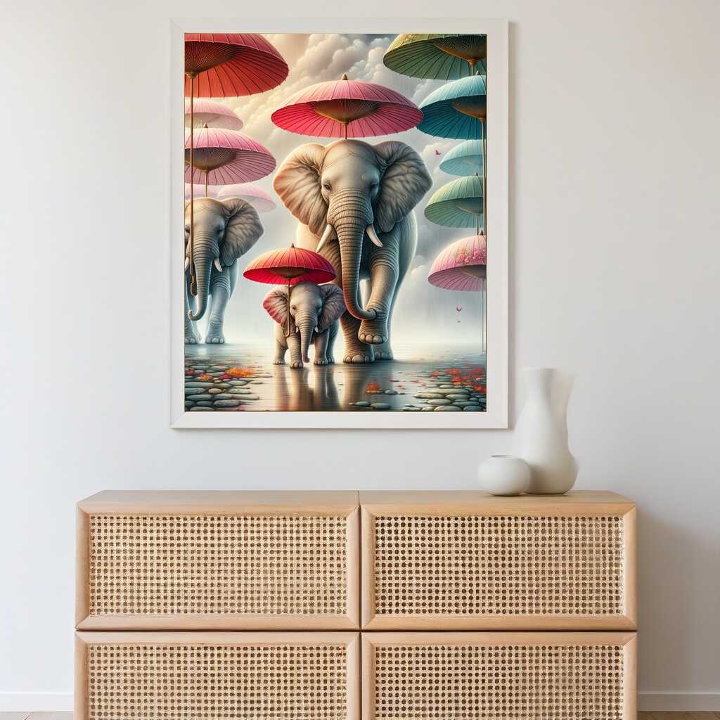 Paint by Numbers - Elephants and umbrellas