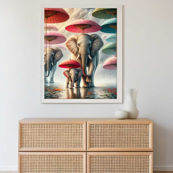 Paint by Numbers - Elephants and umbrellas