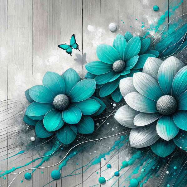 Paint by Numbers - Three turquoise flowers