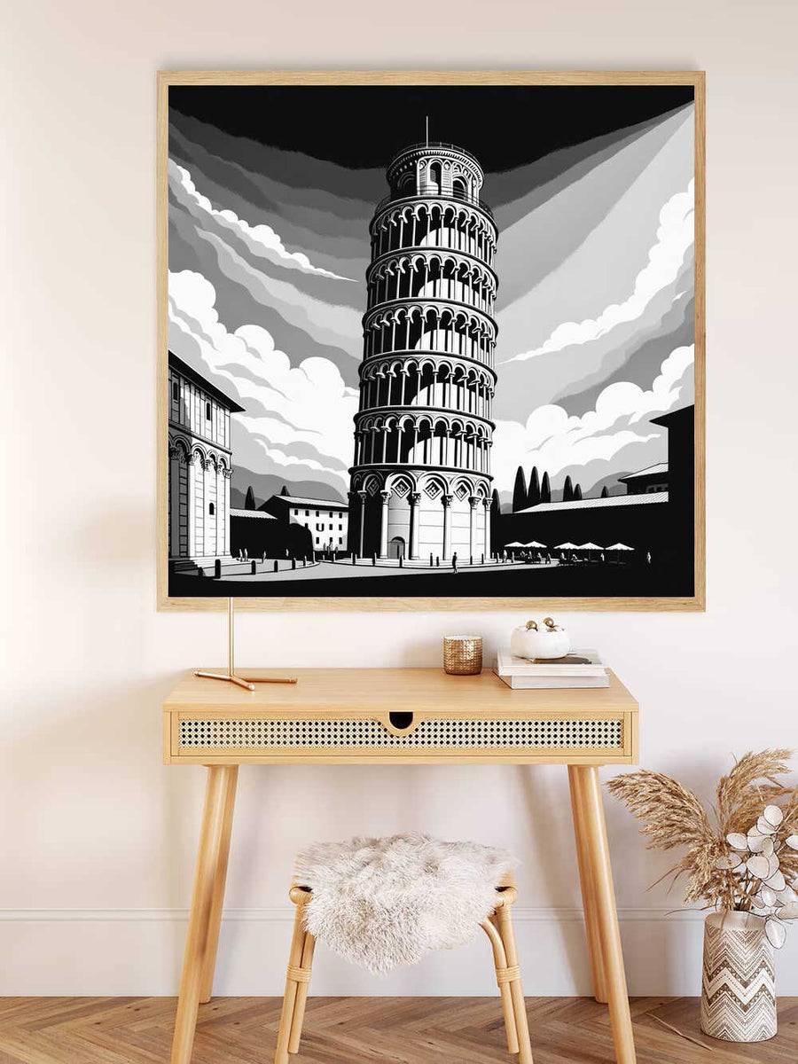 Paint by Numbers - Slate Tower of Pisa Black and White