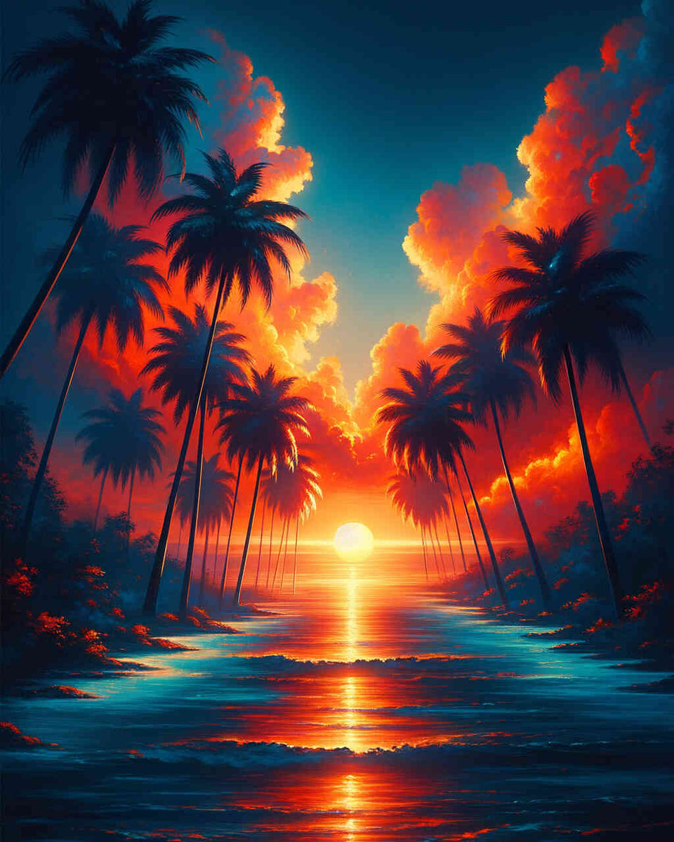Paint by Numbers - Sunset Under Palms