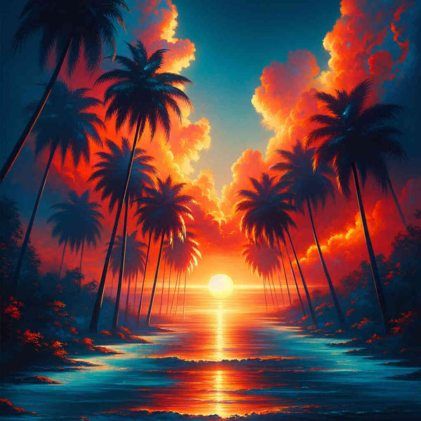 Paint by Numbers - Sunset Under Palms