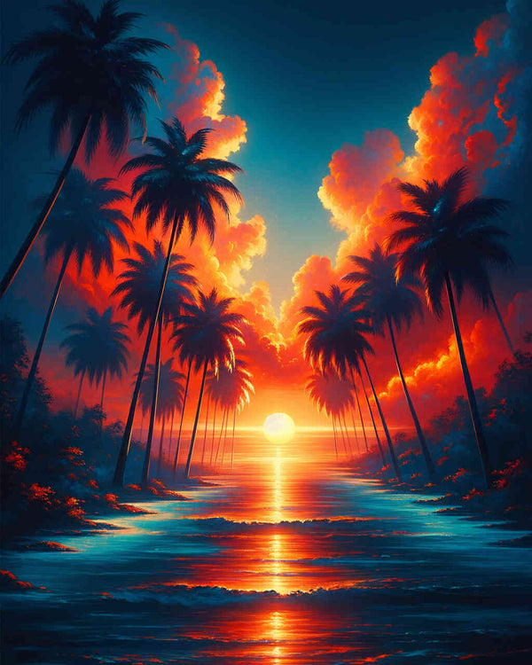 Paint by Numbers - Sunset Under Palms