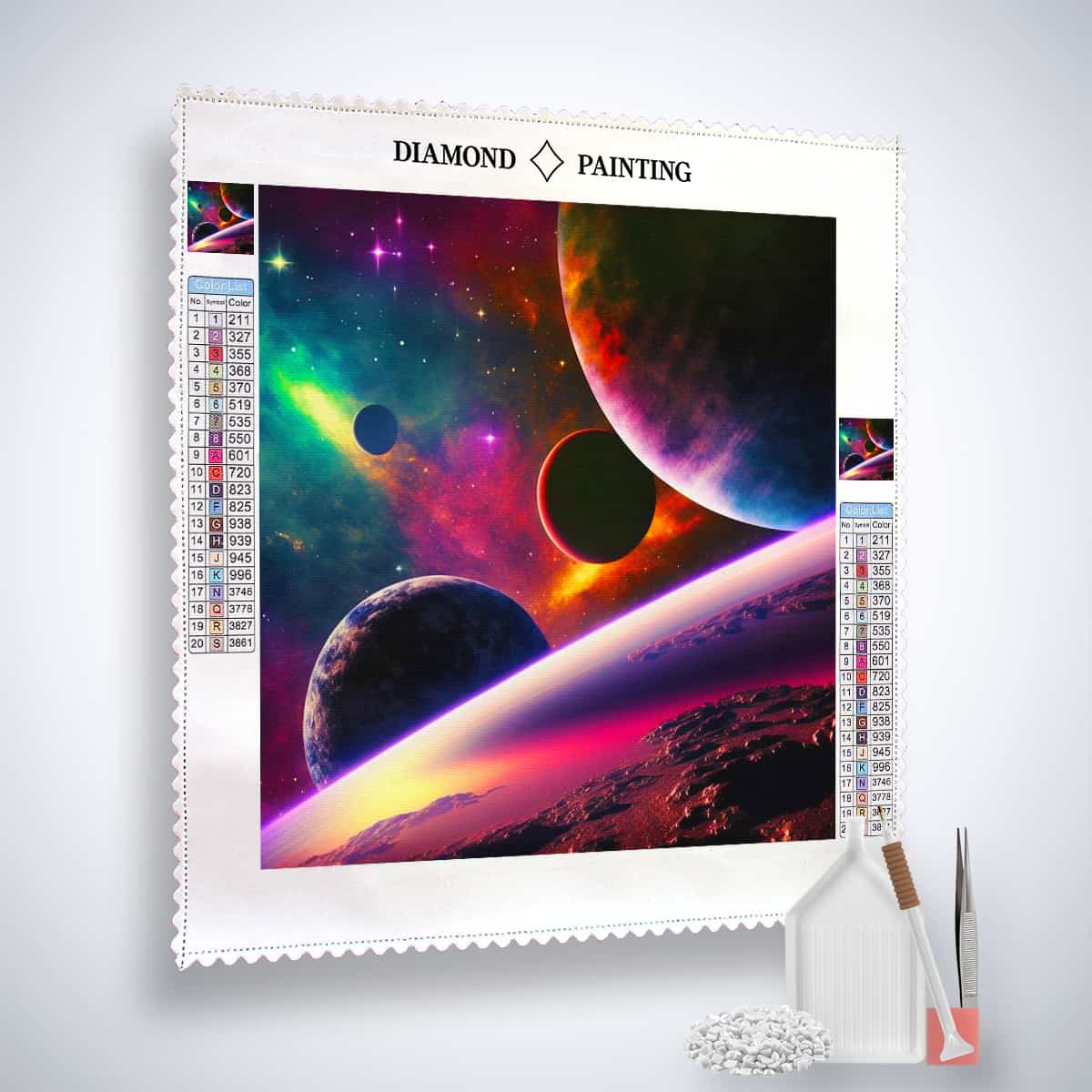 Diamond Painting - Milky Way Journey Kit with canvas, acrylic diamonds, artist's tweezers, and application pen for paint by numbers