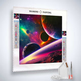 Diamond Painting - Milky Way Journey Kit with canvas, acrylic diamonds, artist's tweezers, and application pen for paint by numbers