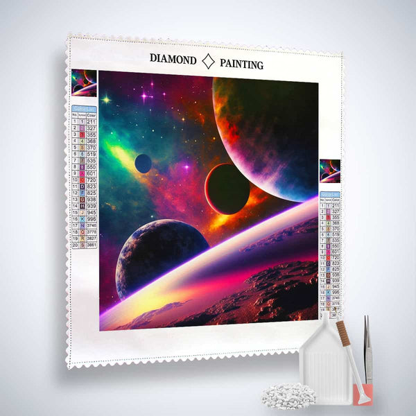 Diamond Painting - Milky Way Journey Kit with canvas, acrylic diamonds, artist's tweezers, and application pen for paint by numbers
