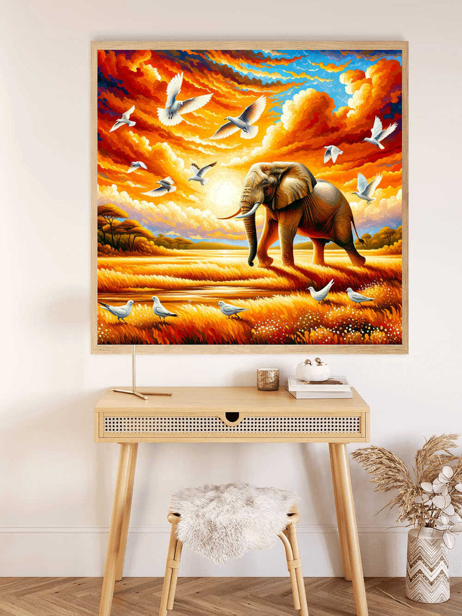 Paint by Numbers - Elephant with Birds