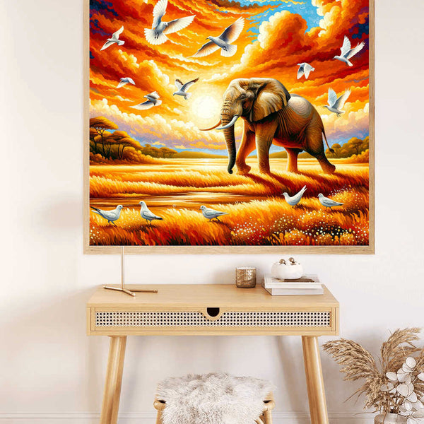 Paint by Numbers - Elephant with Birds