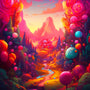 Colorful lollipop landscape from AB Diamond Painting's Lollipop World, ideal for Paint by Numbers kits and diamond painting enthusiasts.