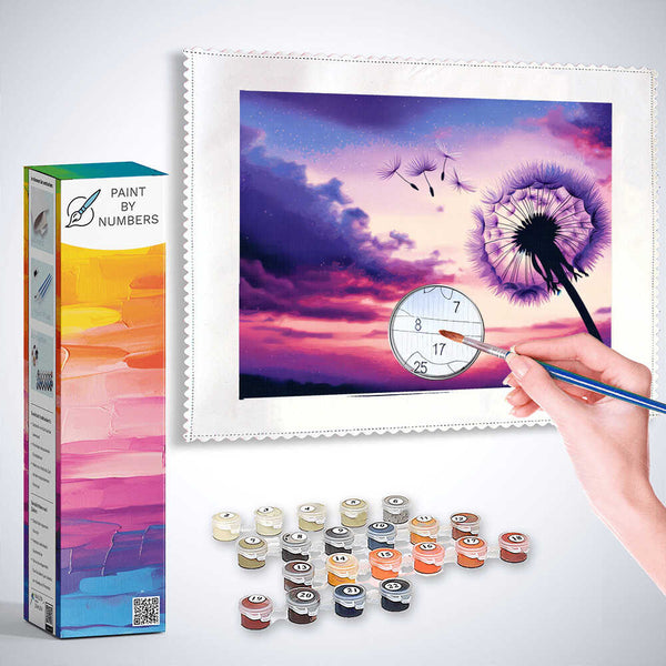 Paint by Numbers - Waving Dandelion Purple Evening Sky