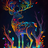 Glowing deer diamond painting kit with vibrant colors and intricate design, part of AB Diamond Painting's paint by numbers collection
