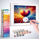 Paint by Numbers diamond painting kit with a vibrant heart motif in red, yellow, and blue symbolizing love and romance.