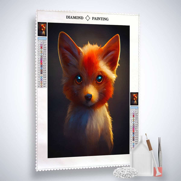 Diamond Painting - Fox Portrait kit. Includes canvas, acrylic diamonds, fine tweezers, and application pen. Paint by Numbers for adults.