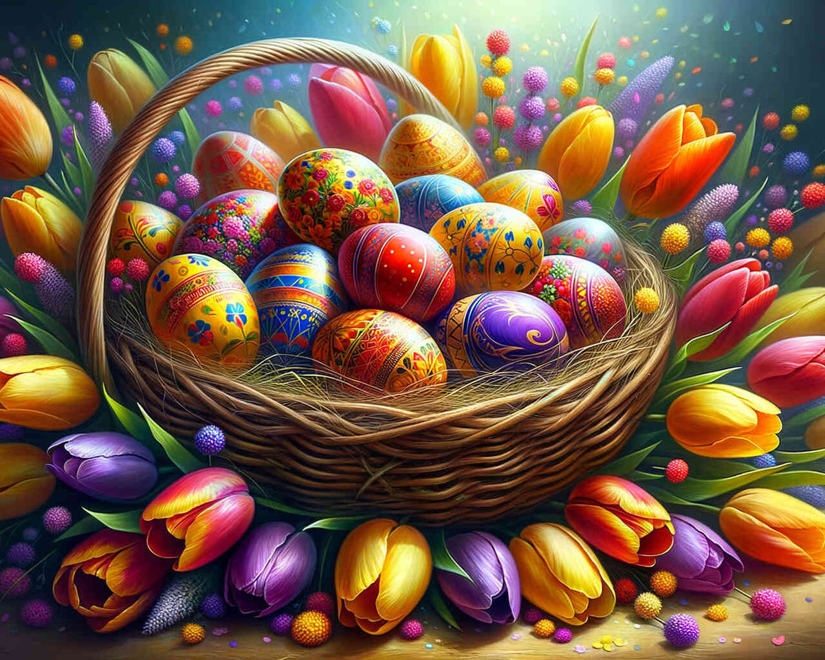 Paint by Numbers - Easter nest, tulips