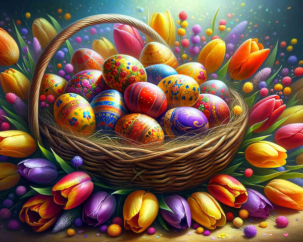 Paint by Numbers - Easter nest, tulips
