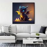 Diamond Painting - Dragon Dreams displayed in a living room setting, showcasing intricate design and vibrant colors. Paint by Numbers.