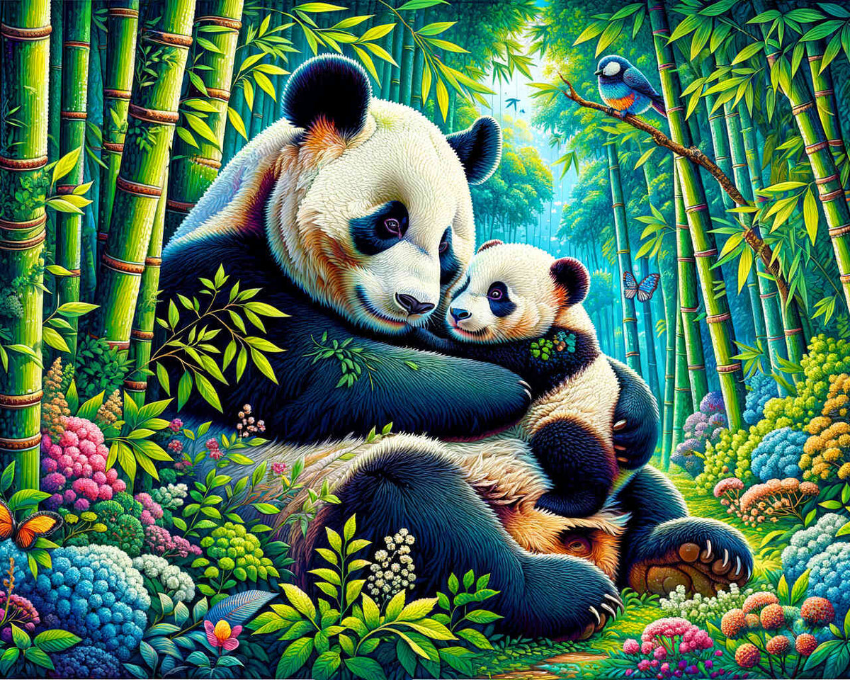 Paint by Numbers - Panda Mother with Child