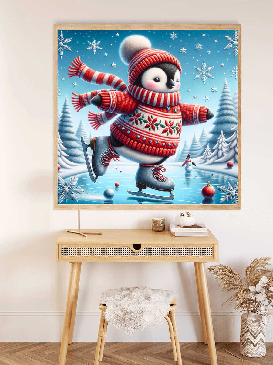 Paint by Numbers - Ice skate penguin, Christmas