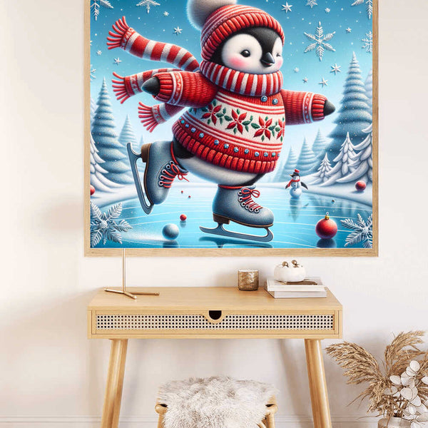 Paint by Numbers - Ice skate penguin, Christmas
