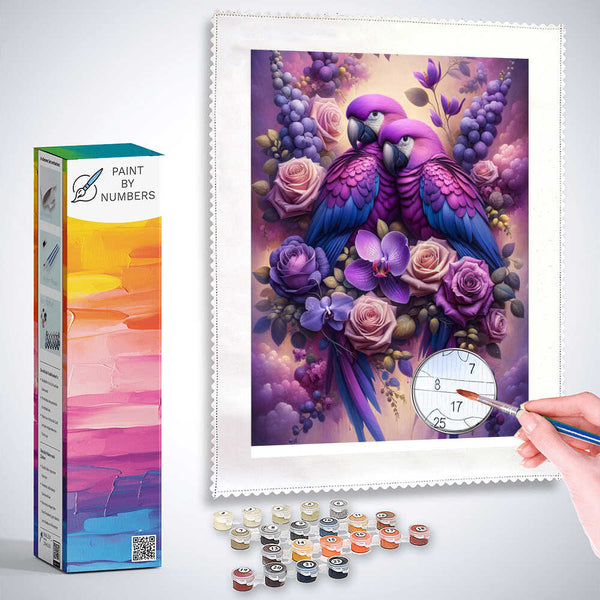 Paint by Numbers - Purple Parrot Pair
