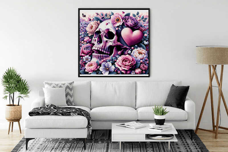 Paint by Numbers - Skulls, heart flowers