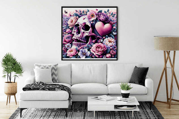 Paint by Numbers - Skulls, heart flowers