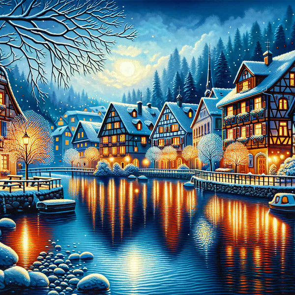 City on the river, winter - Paint by Numbers