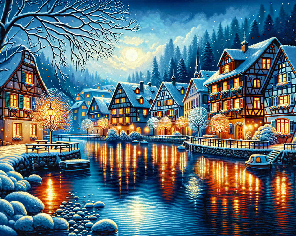 City on the river, winter - Paint by Numbers