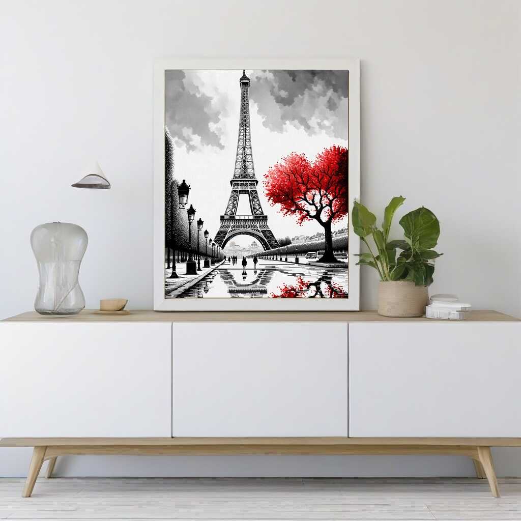 Eiffel Tower in black and white - Paint by Numbers
