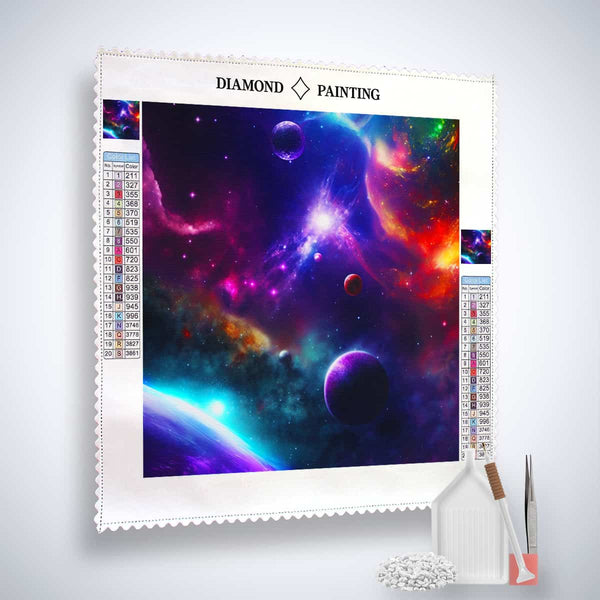 Diamond Painting Kit Universe Exploration with Canvas, Acrylic Diamonds, Tweezers, and Application Pen. Paint by Numbers Art.